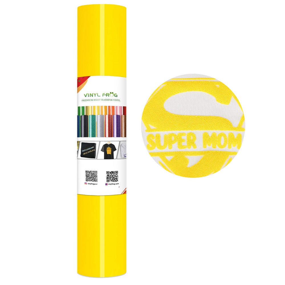 Vinyl Frog HTV 10x5ft Yellow PU Heat Transfer Roll for T Shirts Office Product