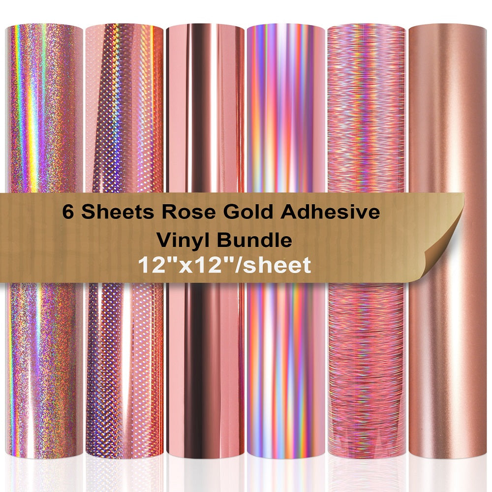 Chrome Rose Gold Adhesive Craft Permanent Vinyl Roll 12 X 10