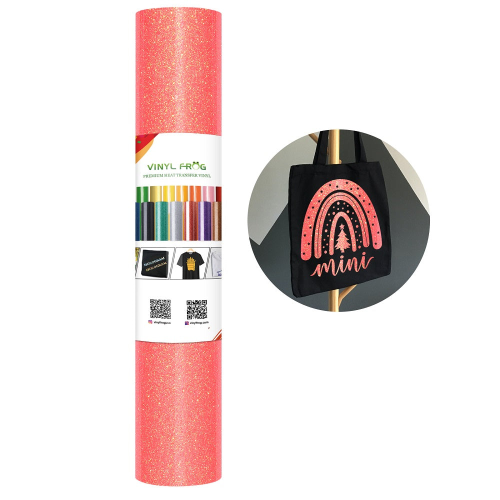 12′′ x 50yd Glitter Hot Pink HTV Heat Transfer Vinyl Roll DG11