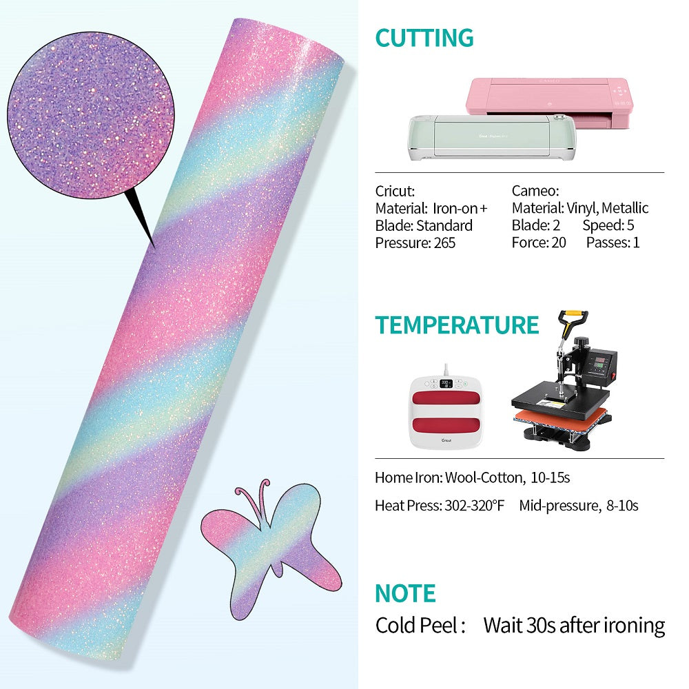 Glitter Gradient Heat Transfer Vinyl – VinylFrog