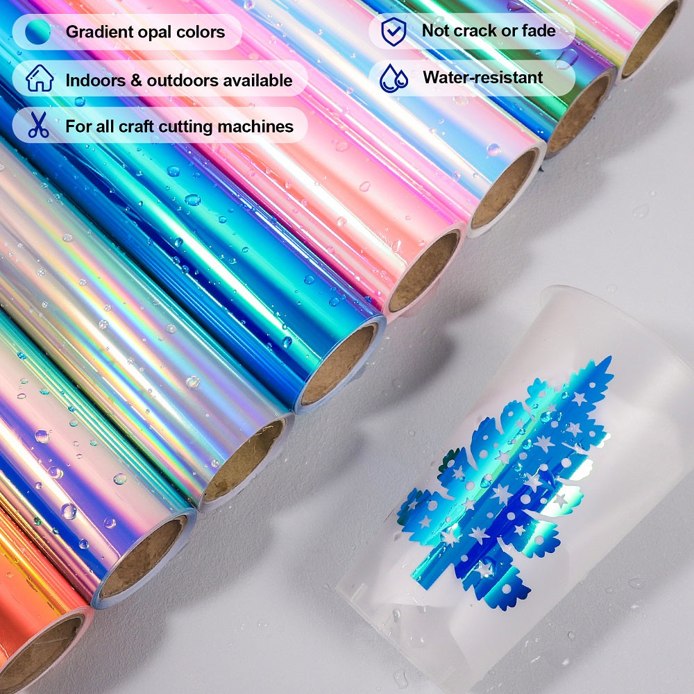Holographic Vinyl Permanent Adhesive Vinyl Roll For Craft Cutters, Decals,  Letters 12 X 6ft Opal White