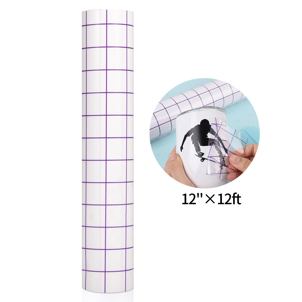  VINYL FROG Clear Vinyl Transfer Paper Tape Roll-12 x 10 FT  w/Alignment Red Grid Application Transfer Tape Perfect for Self Adhesive  Vinyl for Signs Stickers Decals Walls Doors & Windows