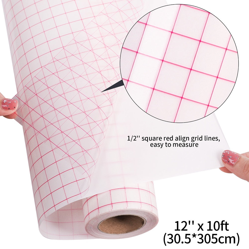 Self-adhesive PVC Clear Transfer Paper with Grid Alignment for Cricut  Adhesive Vinyl Transfer Sheet for